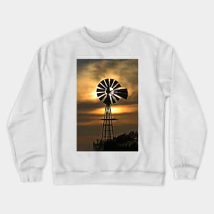 Kansas Windmill silhouette Sunset with a colorful sky. Crewneck Sweatshirt